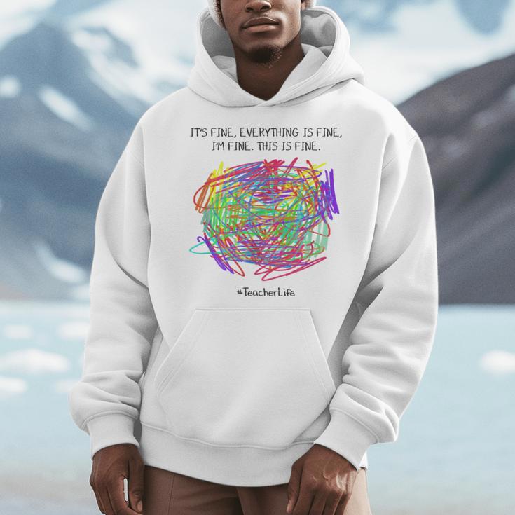 It's Fine Everything Is Fine I'm Fine Pre K Teacher Life For Men Women Girls Kids Men Hoodie, funny design