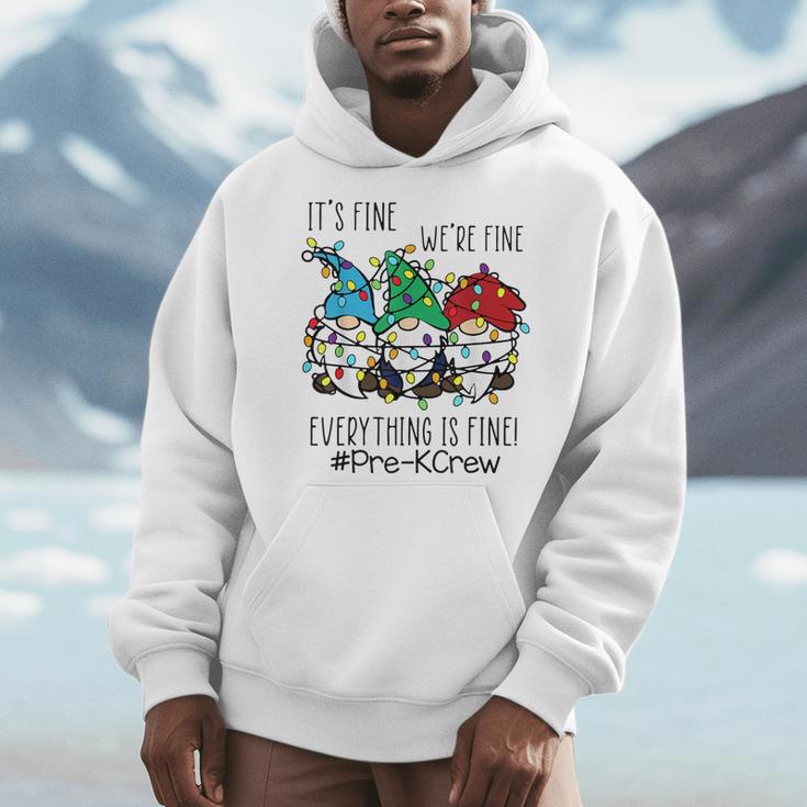 It's Fine We'Re Fine Gnome Pre-K Teacher Christmas Light For Men Women Men Hoodie, funny design