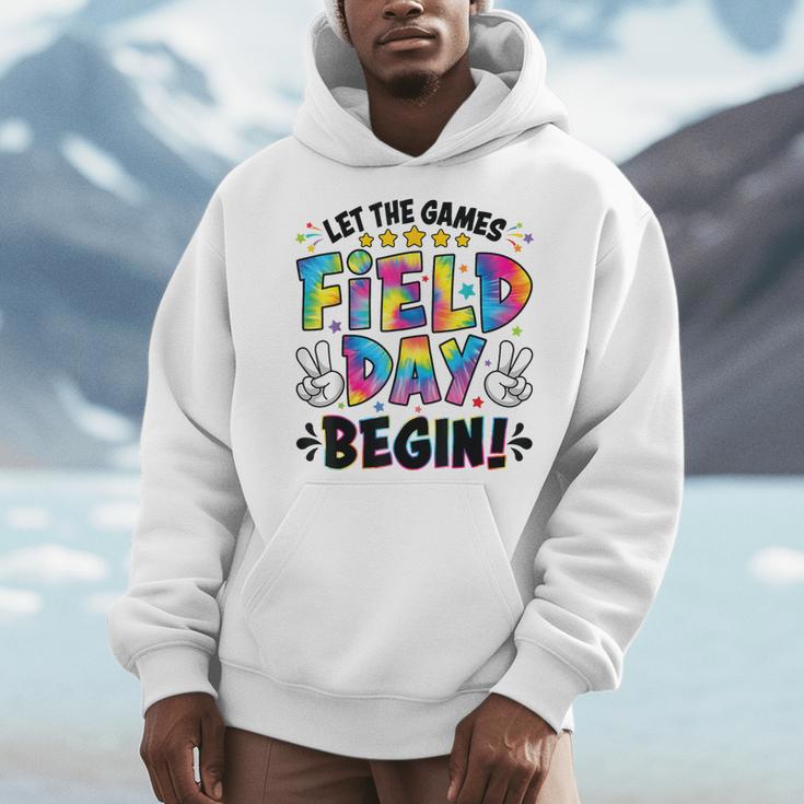 Let The Games Field Day Begin Tie Dye Adults Teacher Kids Men Hoodie, funny design Let The Games Field Day Begin Tie Dye Adults Teacher Kids Men Hoodie, funny design