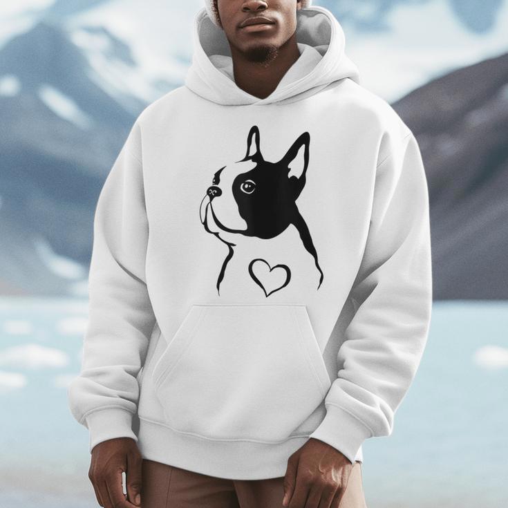 I Love My Boston Terrier Dog With Heart Men Hoodie, funny design