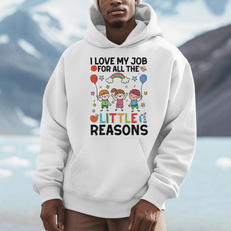 Love Job For Little Reasons Daycare Teacher Graphic Men Hoodie, funny design