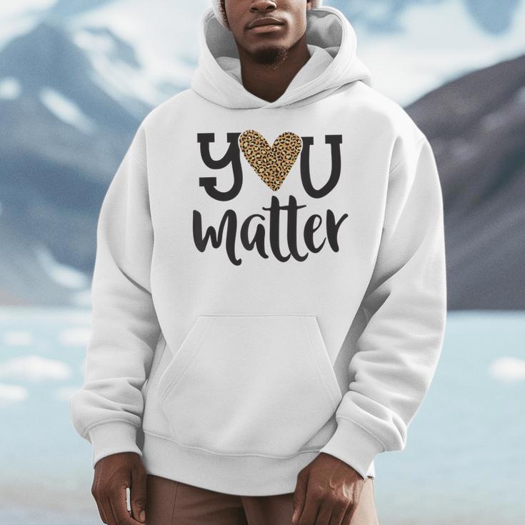 You Matter Leopard Print Teacher Kind Counselor Kindness Men Hoodie, funny design