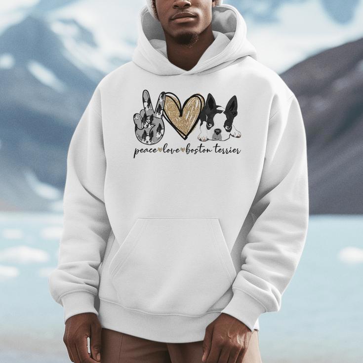 Peace Love Boston Terrier Boston Terrier Lover Dog Mom Men Hoodie, Couple Gifts, Mom Gifts, Boston Terrier Mom Gifts, funny design