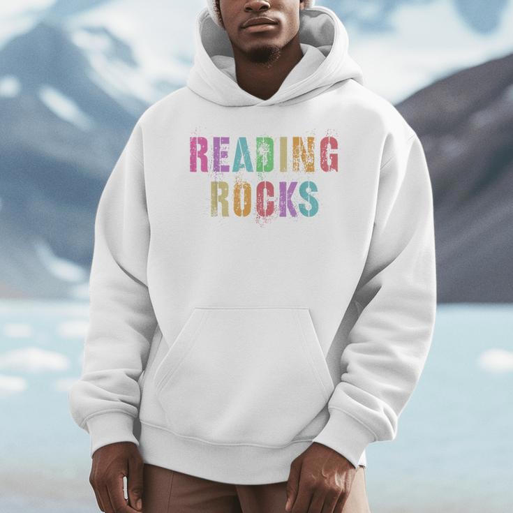 READING ROCKS English Teacher ELA ABCD Read Star Kinder Men Hoodie, English Teacher Gifts, funny design
