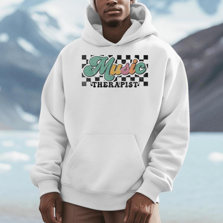 Retro Checkered Music Therapist Squad Music Therapy Teacher For Men Women Men Hoodie, funny design Retro Checkered Music Therapist Squad Music Therapy Teacher For Men Women Men Hoodie, funny design