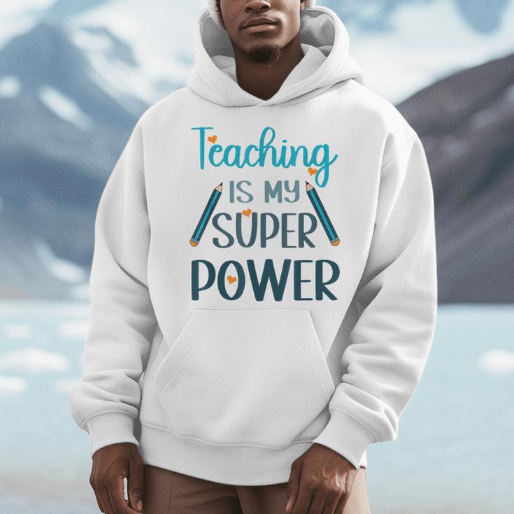 Retro Groovy Teaching Is My Super Power Teacher's Present Men Women Men Hoodie, funny design