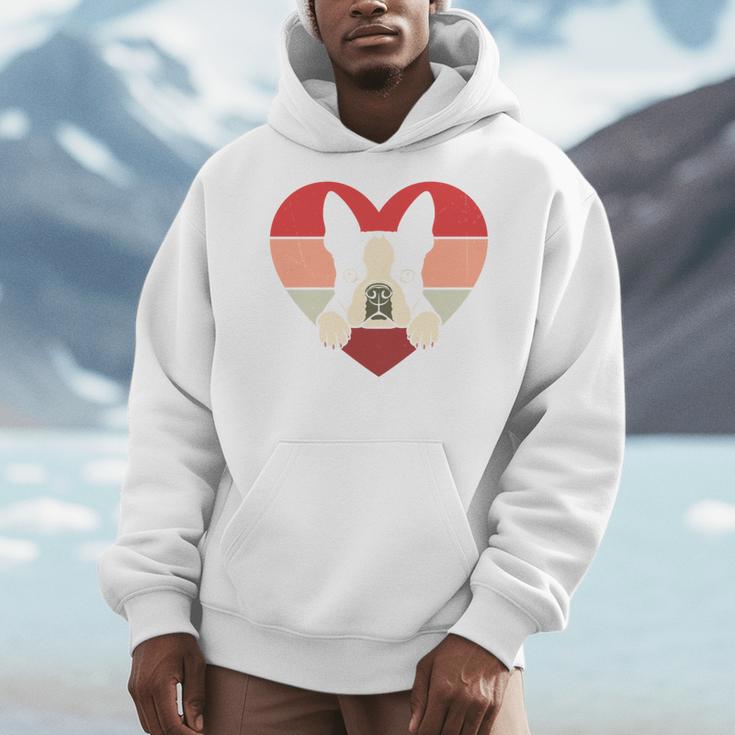 Retro Heart Boston Terrier Dog Vintage Valentine Men Hoodie, funny design