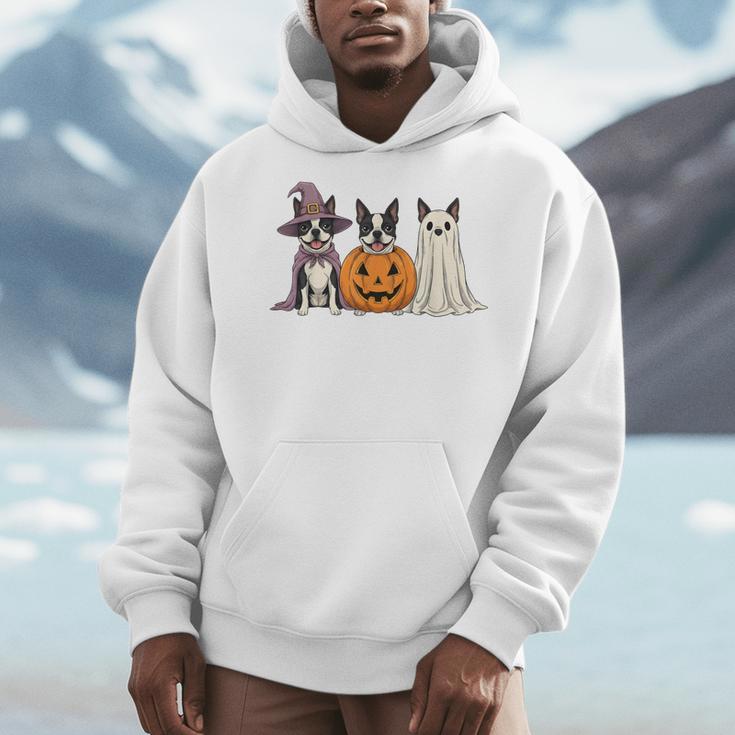 Spooky Ghost Boston Terrier Pumpkin Halloween Dog Lover Men Hoodie, Boston Terrier Ghost Gifts, Boston Terrier Halloween Gifts, funny design
