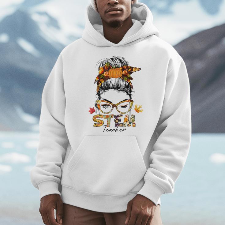 STEM Teacher Messy Bun Fall Vibes Autumn Thanksgiving Men Women Men Hoodie, funny design STEM Teacher Messy Bun Fall Vibes Autumn Thanksgiving Men Women Men Hoodie, funny design
