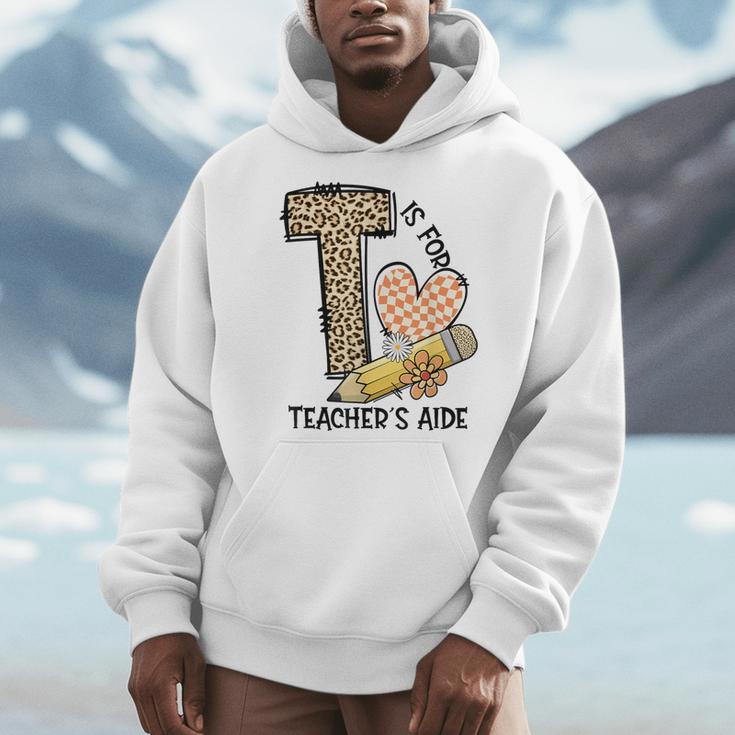 T Is For Teacher’s Aide Back To First Day Of School Leopard Men Women Girls Kids Men Hoodie, funny design