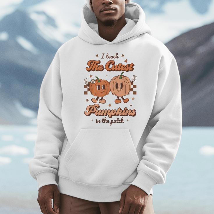 I Teach The Cutest Pumpkins In The Patch Retro Teacher Fall Men Hoodie, funny design