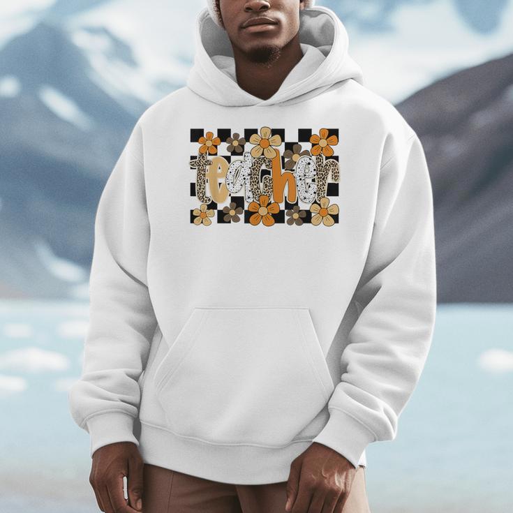 Teacher Appreciation Boho Floral Leopard Checkered Men Hoodie, funny design Teacher Appreciation Boho Floral Leopard Checkered Men Hoodie, funny design