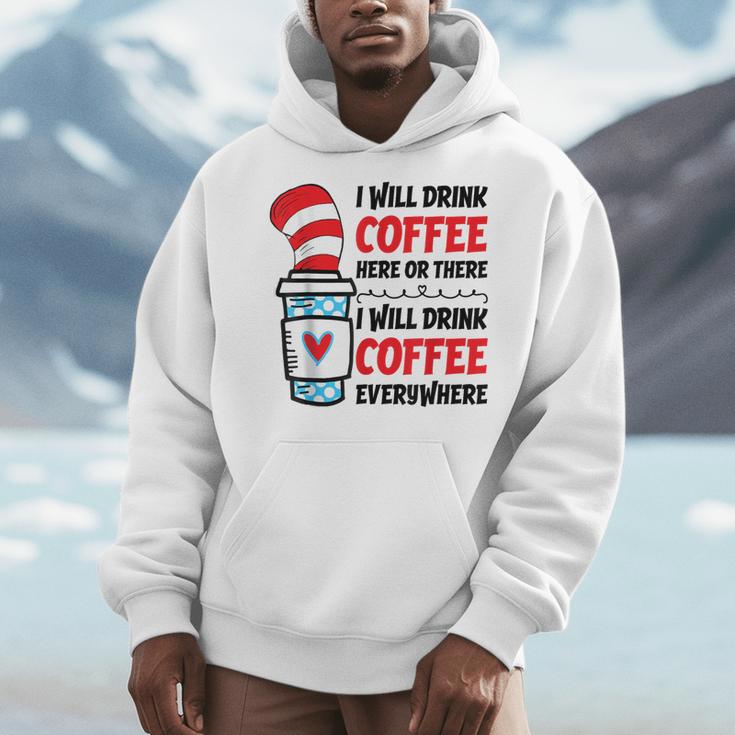 I Will Drink Coffee Here Or There Funny Teacher Teaching Men Women Girls Kids Men Hoodie, funny design