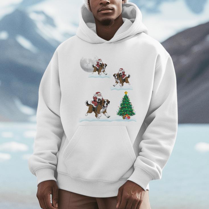 Xmas Lighting Tree Santa Riding Boston Terrier Christmas Men Hoodie, Boston Terrier Christmas Gifts, Boston Terrier Riding Gifts, funny design