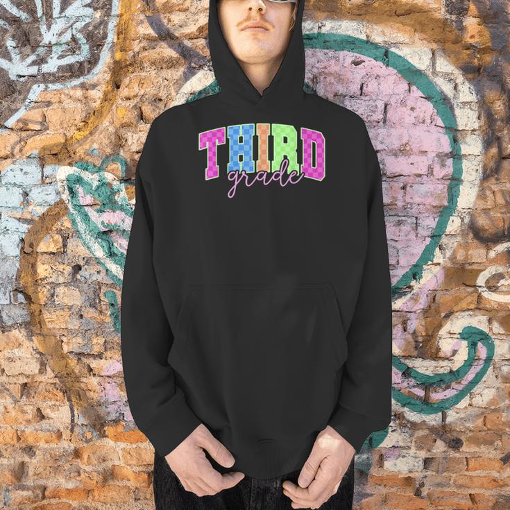 Back To School Neon Checkered Third Grade Colorful Teacher Men Hoodie, gift for family, gift for coworker Back To School Neon Checkered Third Grade Colorful Teacher Men Hoodie, gift for family, gift for coworker