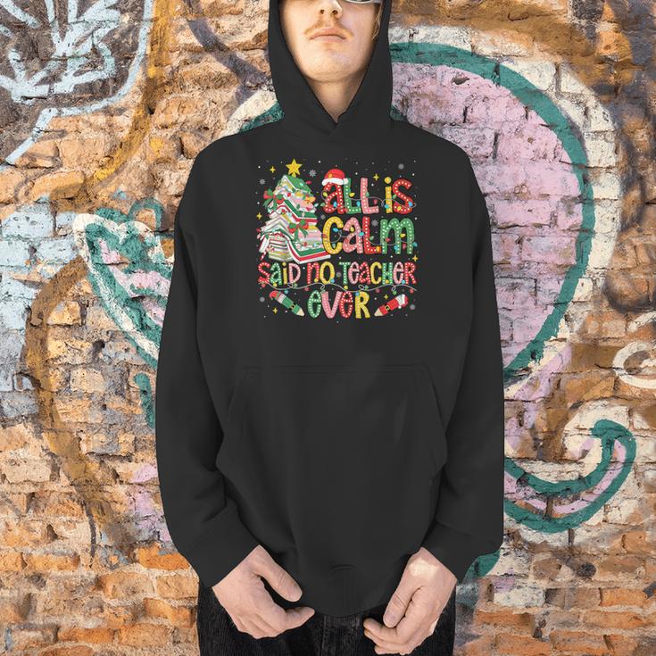 Book Tree All Is Calm Said No Teacher Ever Christmas Men Hoodie, gift for family, gift for coworker Book Tree All Is Calm Said No Teacher Ever Christmas Men Hoodie, gift for family, gift for coworker
