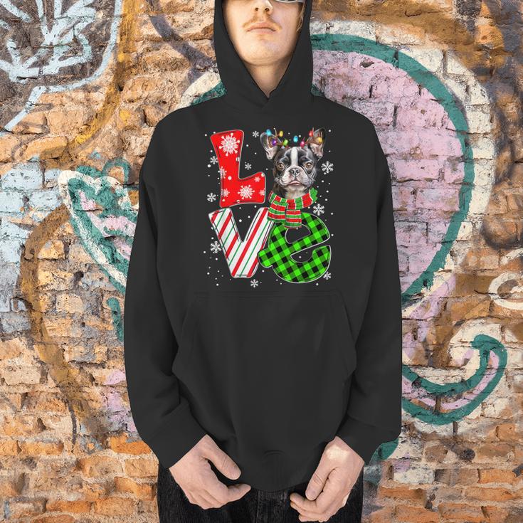Boston Terrier Christmas Tree Lights Santa Dog Xmas For Men Women Kids Men Hoodie, Boston Terrier Christmas Hoodies, gift for family, gift for coworker