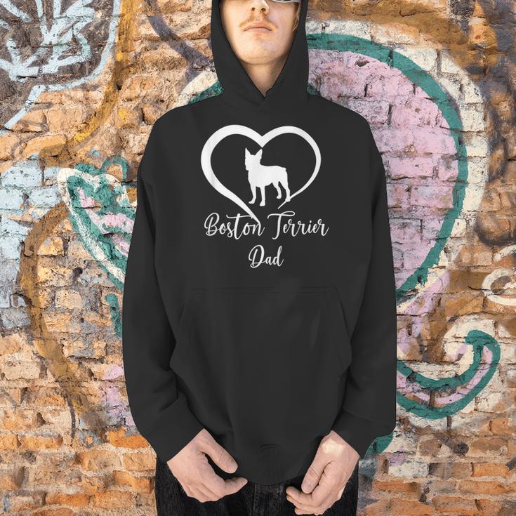 Boston Terrier Dad Cute Boston Terrier Silhouette Heart Men Hoodie, Boston Terrier Dad Hoodies, gift for family, gift for coworker