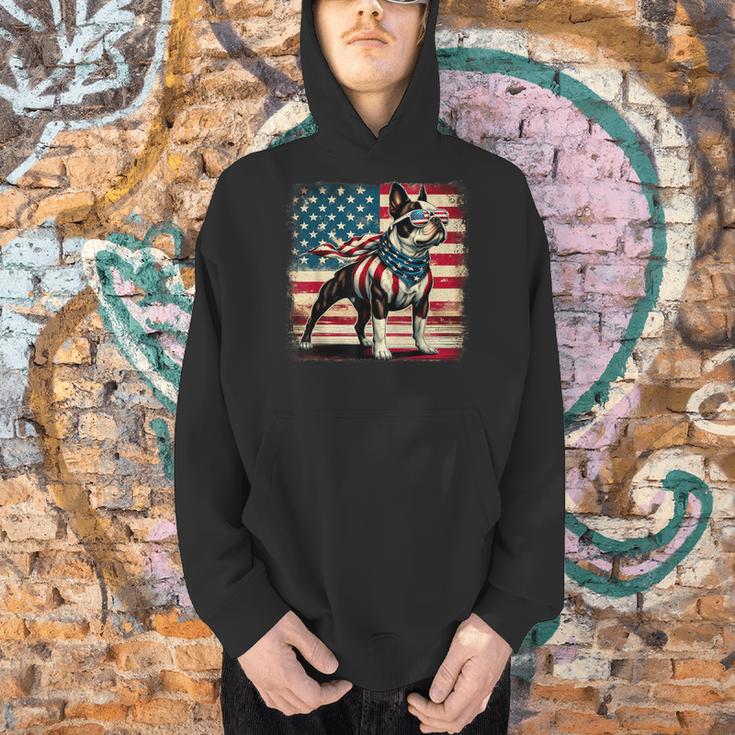 Boston Terrier Dog 4th Of July USA American Flag Patriotic Men Hoodie, Patriotic Boston Terrier Hoodies, American Boston Terrier Hoodies, Boston Terrier 4th Of July Hoodies, gift for family, gift for coworker