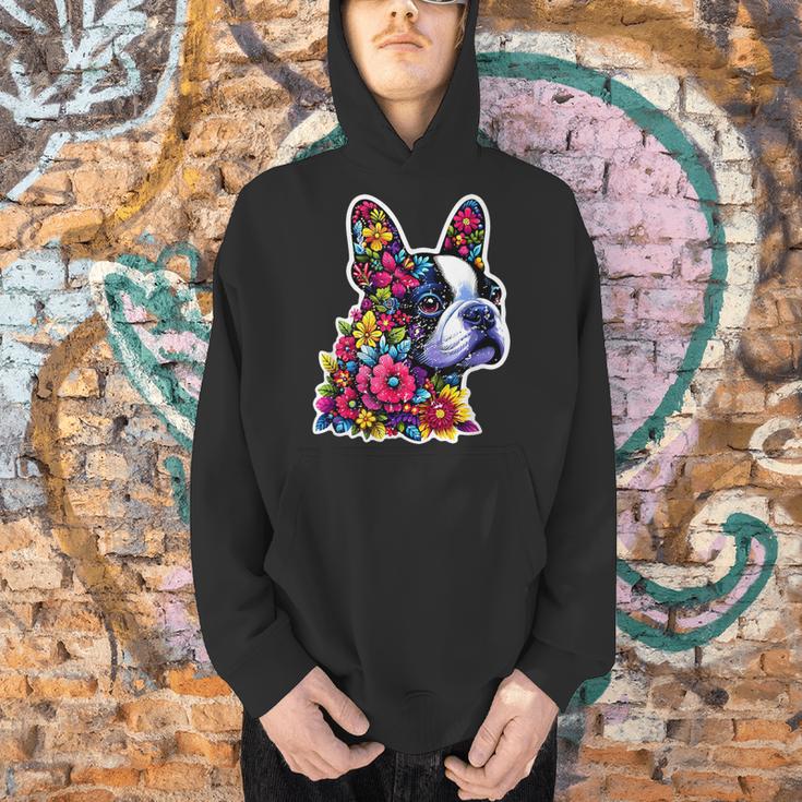Boston Terrier Floral Vintage Dog Mom Distressed Men Women Kids Men Hoodie, Boston Terrier Mom Hoodies, gift for family, gift for coworker
