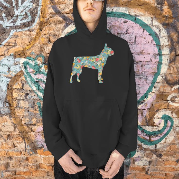 Boston Terrier Flower Silhouette Floral Dog Men Women Girls Kids Men Hoodie, gift for family, gift for coworker