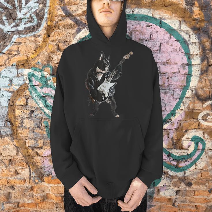 Boston Terrier Guitar Men Hoodie, gift for family, gift for coworker