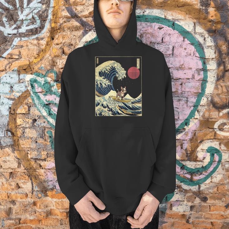 Boston Terrier Japanese Kanagawa Wave Surf Dog Men Hoodie, gift for family, gift for coworker