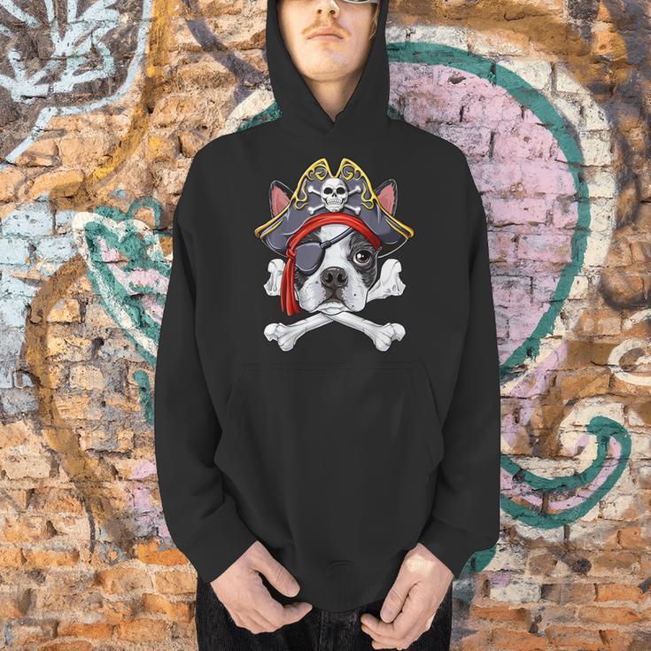 Boston Terrier Pirate T Shirt Jolly Roger Crossbones Skull Men Hoodie, gift for family, gift for coworker