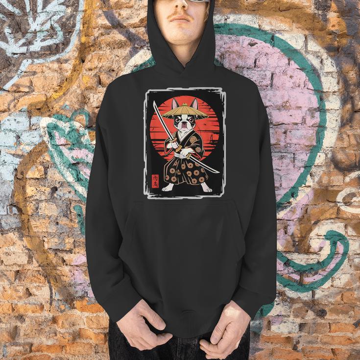Boston Terrier Samurai Ninja Vintage Anime Japanese Ukiyo-e Men Hoodie, gift for family, gift for coworker