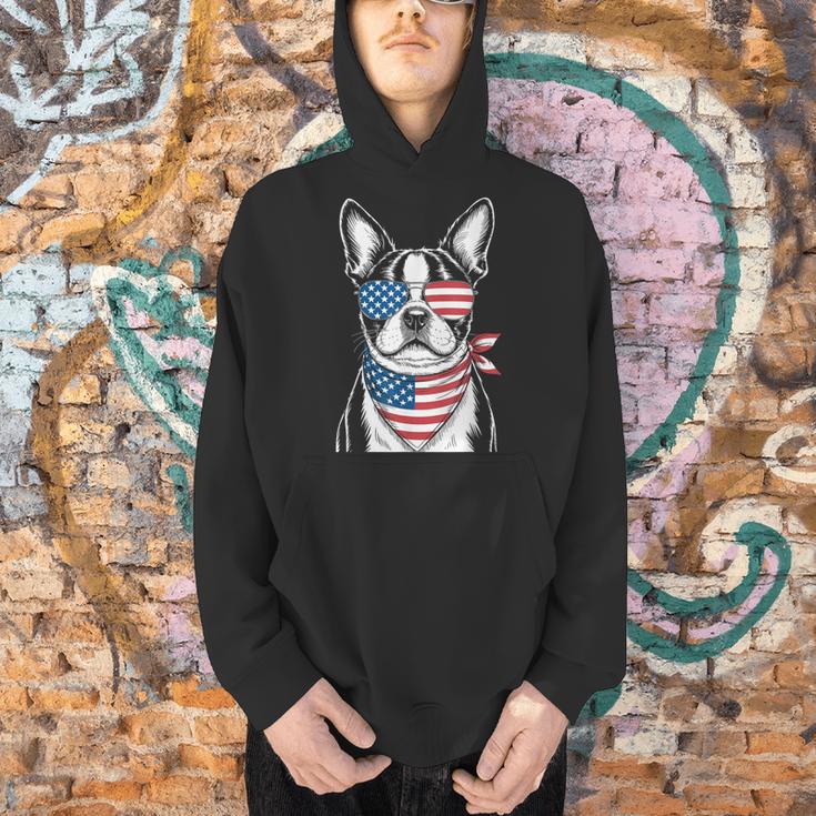Boston Terrier USA Flag Sunglasses Patriotic 4th Of July Men Hoodie, Patriotic Boston Terrier Hoodies, Boston Terrier 4th Of July Hoodies, gift for family, gift for coworker
