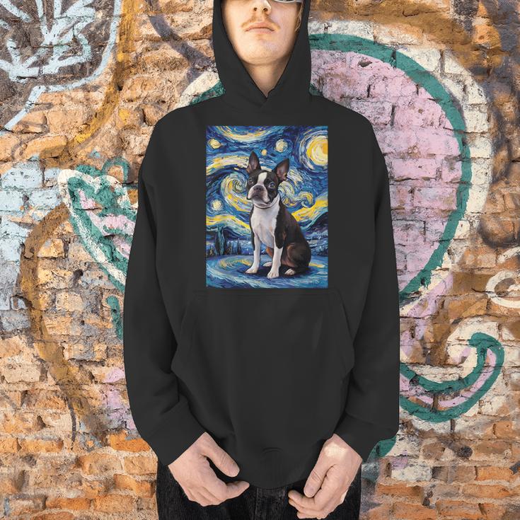 Boston Terrier Van Gogh Starry Night Men Hoodie, gift for family, gift for coworker