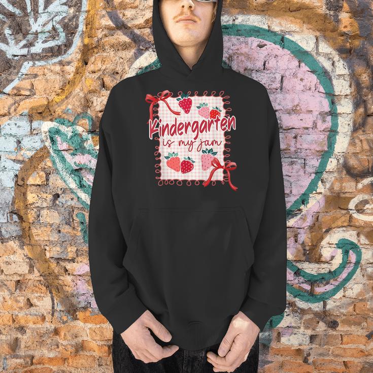 Bow Strawberry Kindergarten Is My Jam Teacher Kinder Team Men Hoodie, gift for family, gift for coworker