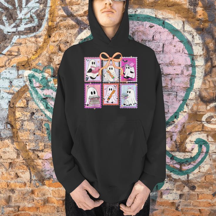 Coquette Bow Spooky Teacher Ghost Halloween Trick Or Teach Men Hoodie, gift for family, gift for coworker