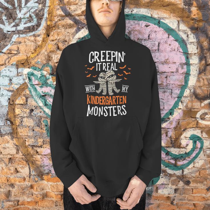 Creepin It Real Kindergarten Monsters Halloween Teacher Men Hoodie, gift for family, gift for coworker