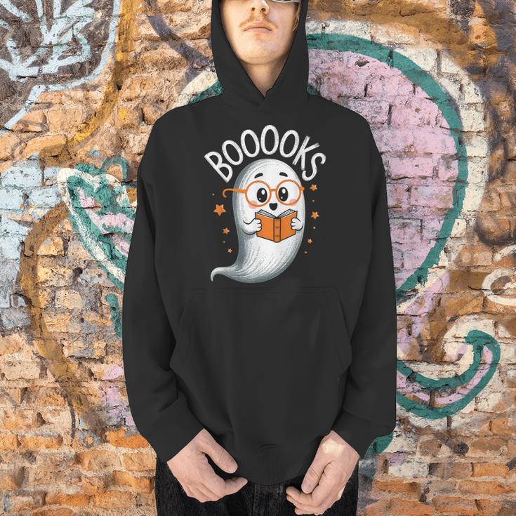 Cute Ghost Book Reading Halloween Teacher Men Hoodie, gift for family, gift for coworker