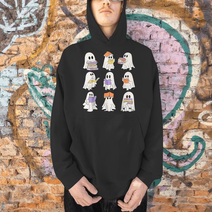 Cute Ghost Reading Books Teacher Halloween Reading Men Women Kids Men Hoodie, gift for family, gift for coworker