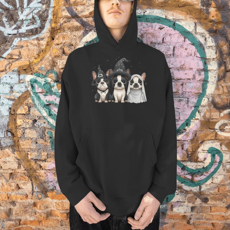 Cute Halloween Boston Terrier Dogs Witch Hat Ghost Dog For Men Women Kids Men Hoodie, Boston Terrier Ghost Hoodies, Boston Terrier Halloween Hoodies, gift for family, gift for coworker