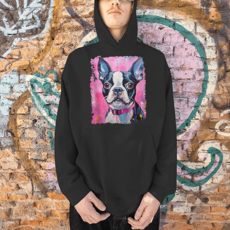 Dog Pink Boston Terrier Men Hoodie, gift for family, gift for coworker