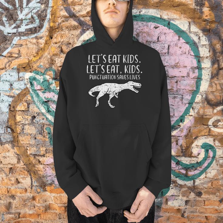 Lets Eat Kids Punctuation Saves Lives Dino Teacher Men Men Hoodie, gift for family, gift for coworker Lets Eat Kids Punctuation Saves Lives Dino Teacher Men Men Hoodie, gift for family, gift for coworker