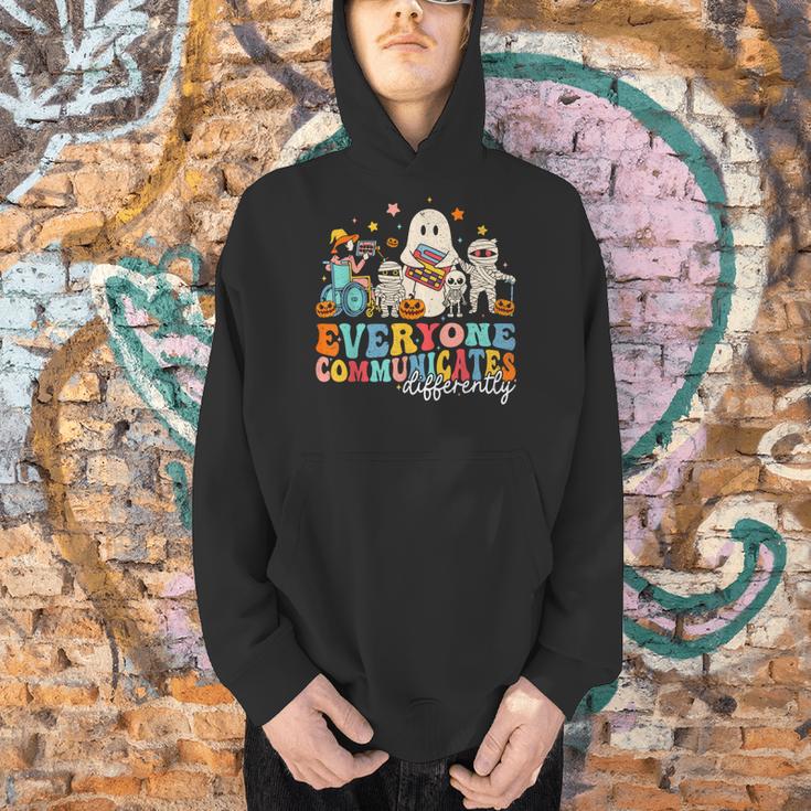 Everyone Communicates Differently Halloween SLP Sped Teacher Men Hoodie, gift for family, gift for coworker Everyone Communicates Differently Halloween SLP Sped Teacher Men Hoodie, gift for family, gift for coworker
