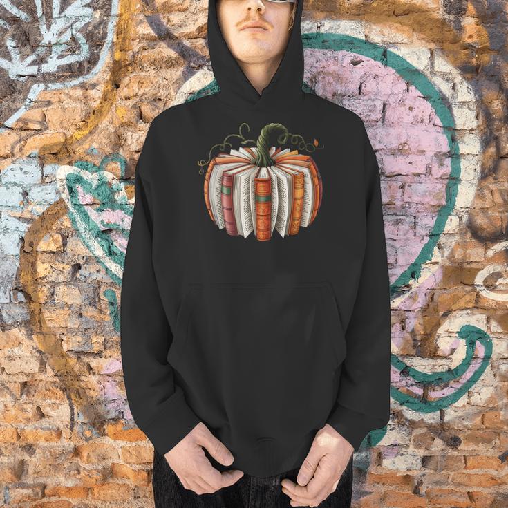 Fall Book Pumpkin Retro Reading Halloween Teacher Librarian Men Hoodie, gift for family, gift for coworker