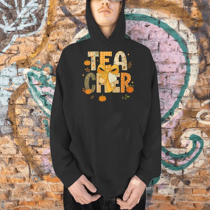 Fall Teacher Pumpkin Coquette Bow Autumn Classroom Men Hoodie, gift for family, gift for coworker