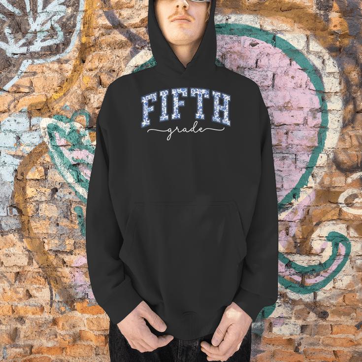 Fifth Grade Coquette Toile Blue Bow Floral Women Teacher Men Hoodie, gift for family, gift for coworker Fifth Grade Coquette Toile Blue Bow Floral Women Teacher Men Hoodie, gift for family, gift for coworker