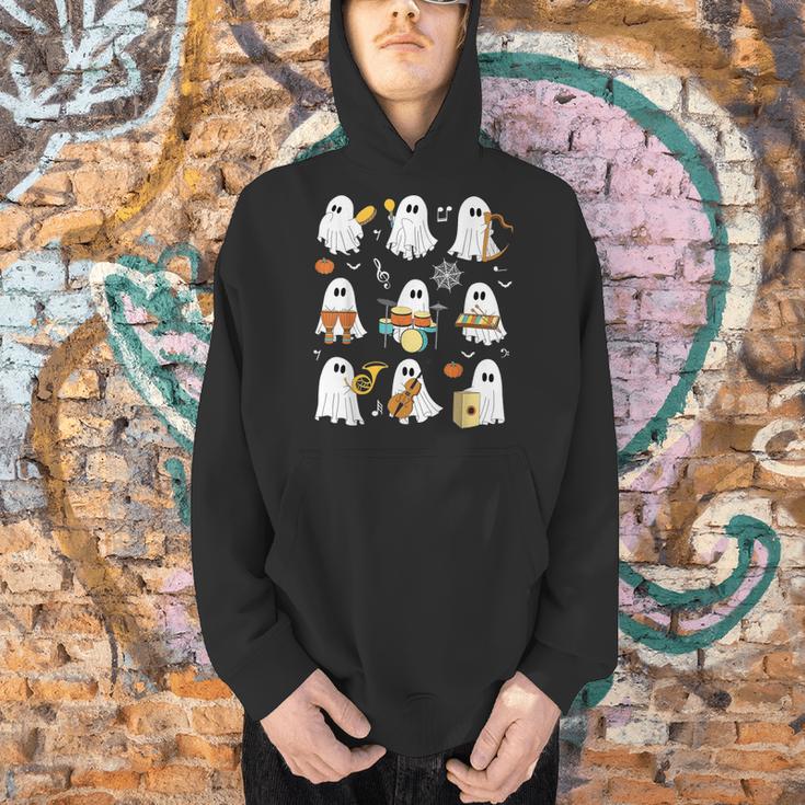 Halloween Ghost Playing Musical Instruments Music Teacher Men Hoodie, gift for family, gift for coworker Halloween Ghost Playing Musical Instruments Music Teacher Men Hoodie, gift for family, gift for coworker