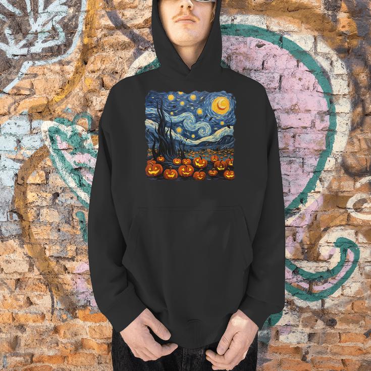 Halloween Pumpkin Starry Night Van Gogh Art Teacher Men Hoodie, gift for family, gift for coworker