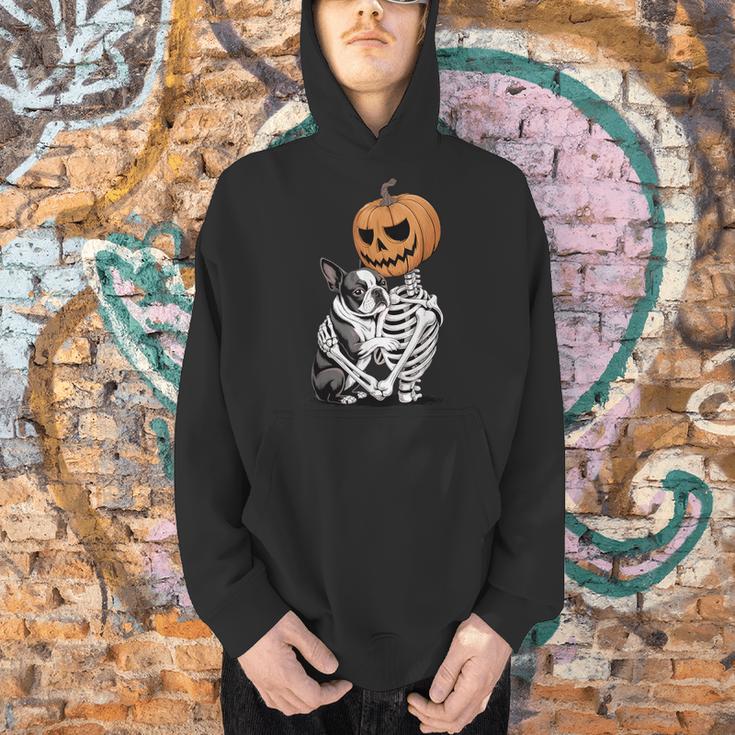 Halloween Skeleton Boston Terrier Men Hoodie, Boston Terrier Halloween Hoodies, gift for family, gift for coworker