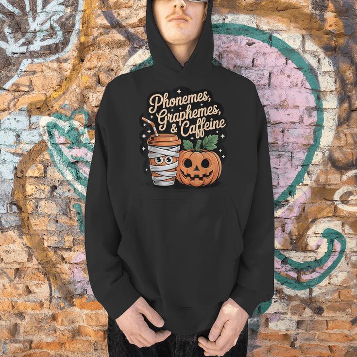 Halloween Teacher Phonemes Graphemes Caffeine Coffee Lover Men Hoodie, gift for family, gift for coworker Halloween Teacher Phonemes Graphemes Caffeine Coffee Lover Men Hoodie, gift for family, gift for coworker