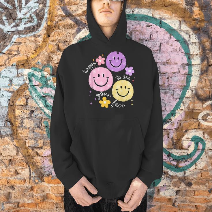 Happy To See Your Face Teacher Flower Back To School Men Hoodie, gift for family, gift for coworker