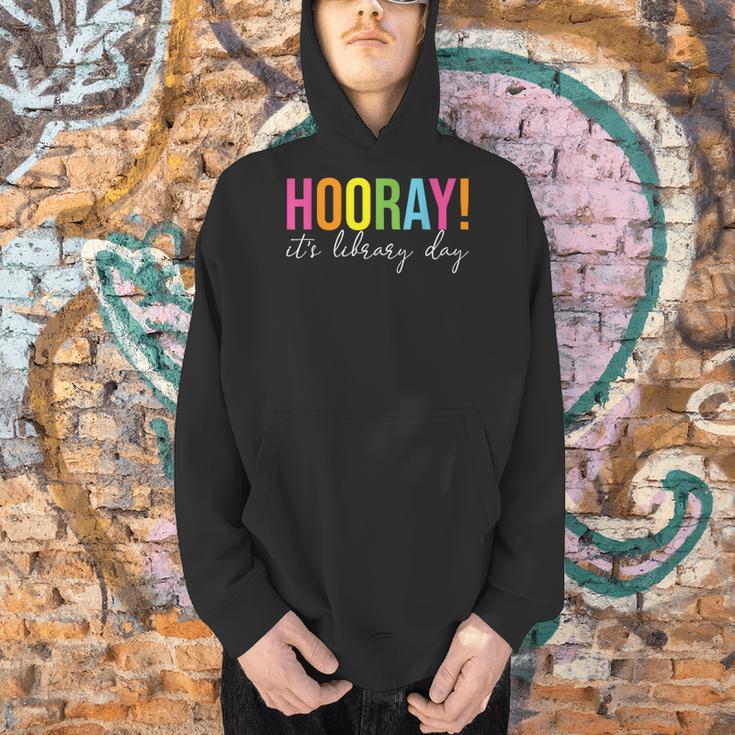 Hooray It's Library Day Teacher Reader Books Back To School Men Hoodie, gift for family, gift for coworker Hooray It's Library Day Teacher Reader Books Back To School Men Hoodie, gift for family, gift for coworker