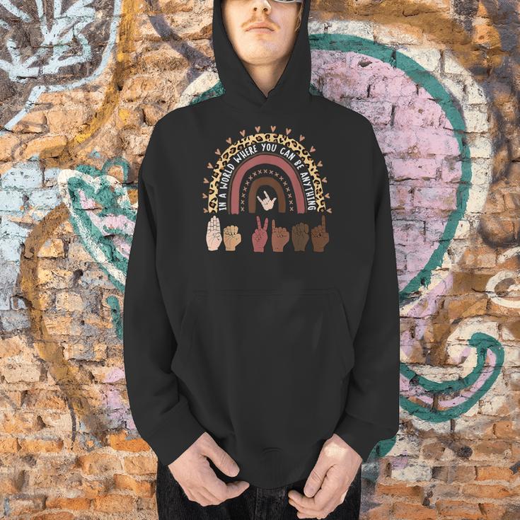 Be Kind Hand-Talking Teacher Artist ASL Men Hoodie, gift for family, gift for coworker